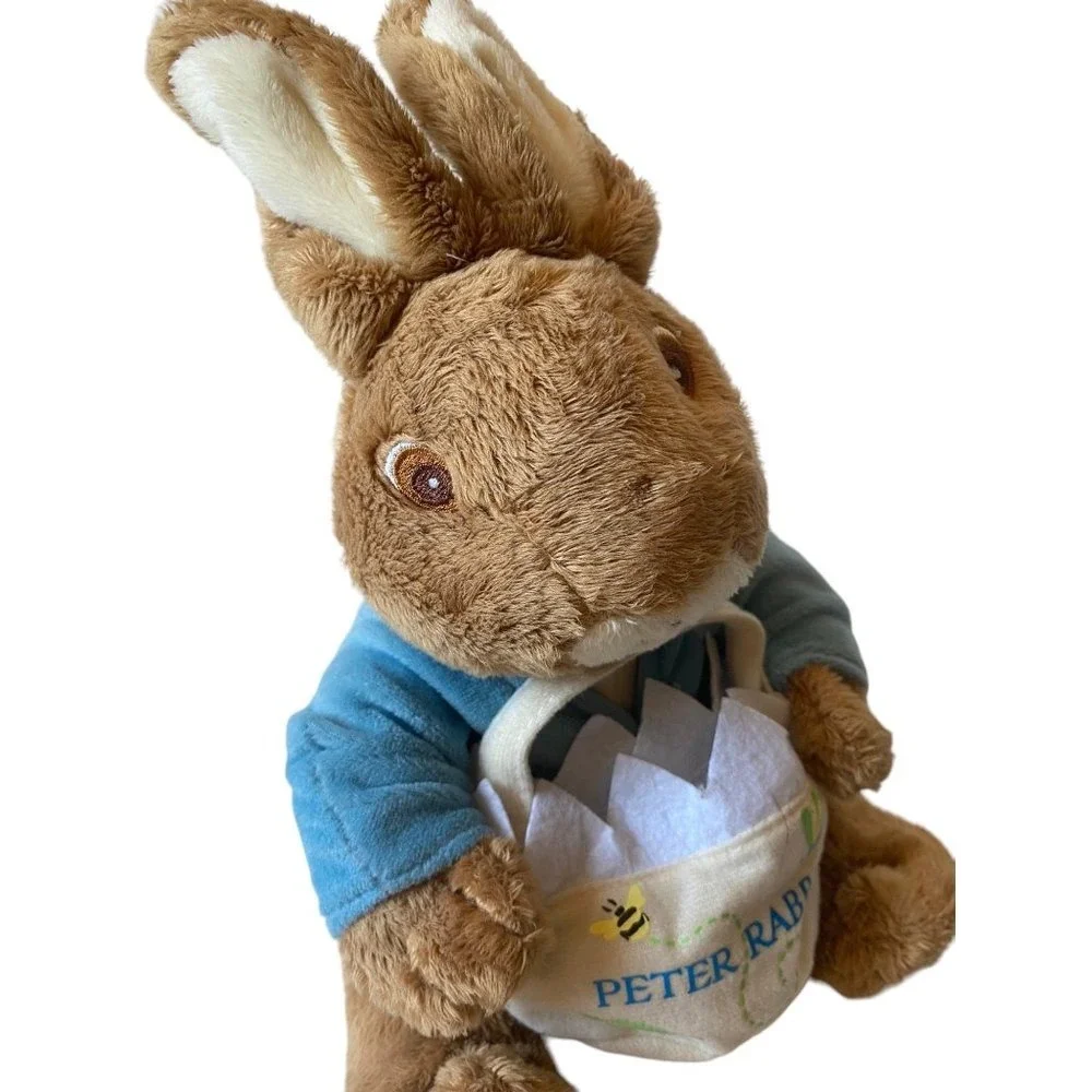 Kids Preferred Peter Rabbit Plush Easter Basket Stuffed Animal‎ Blue Jacket 10